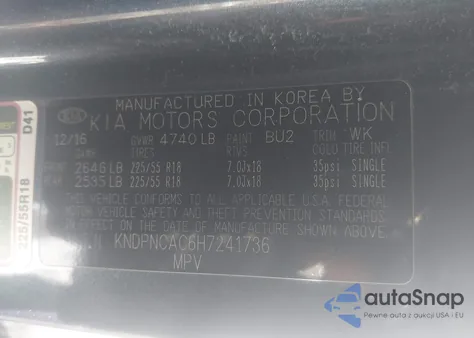 2017 Kia Sportage Ex z USA, uszkodzony, nr VIN KNDPNCAC6H7241736